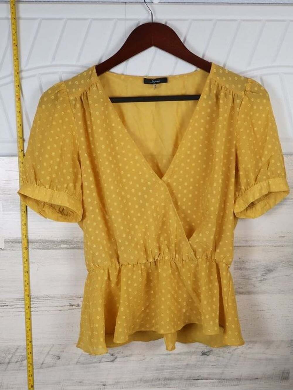 Soprano Yellow Polka Dot Peplum Blouse